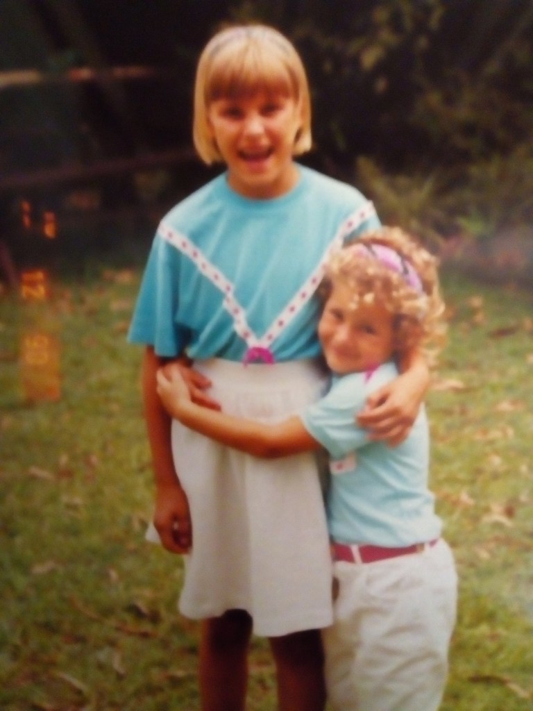 Sisterly bonding, circa 1990
